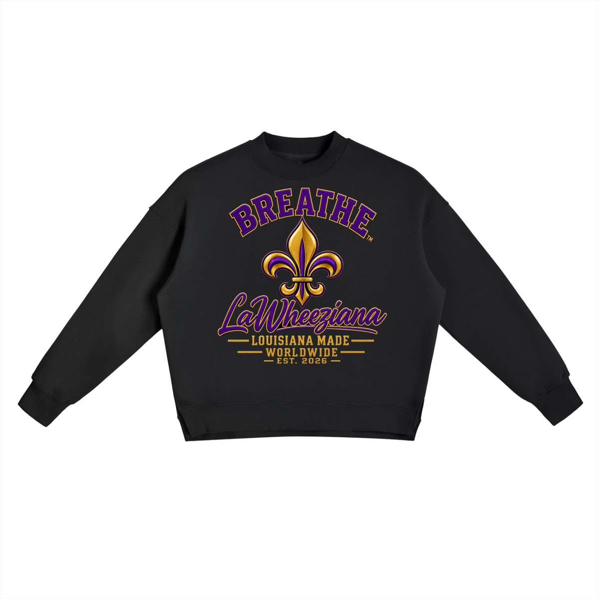 Breathe LaWheeziana Fleur- de- lis Side Slit Crewneck
