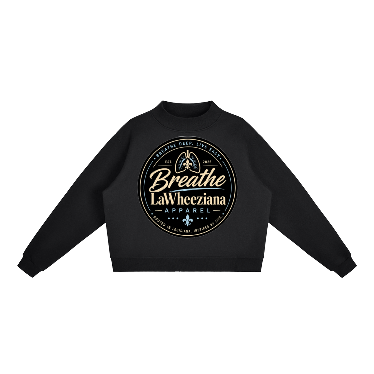 LaWheeziana Essential Fleece Mock-Neck Crew Sweatshirt