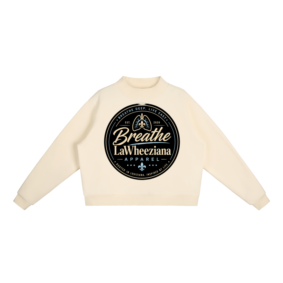 LaWheeziana Essential Fleece Mock-Neck Crew Sweatshirt