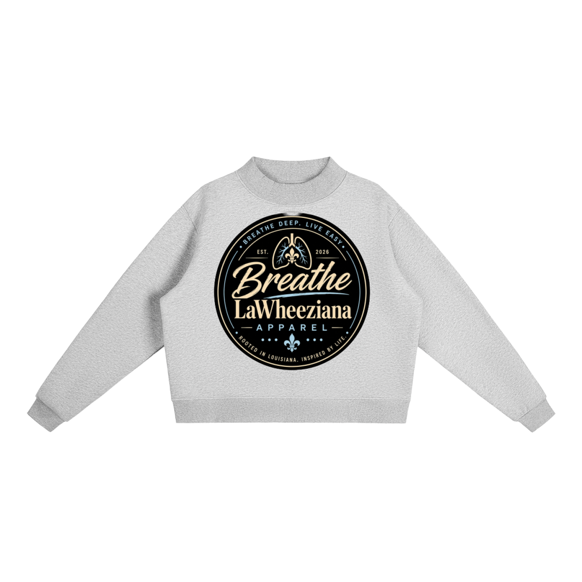 LaWheeziana Essential Fleece Mock-Neck Crew Sweatshirt