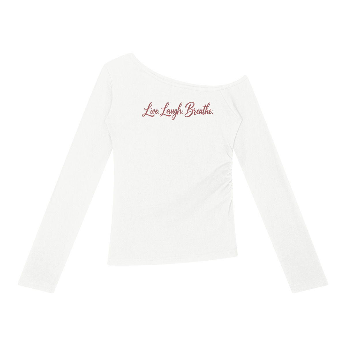 Live.Laugh.Breathe. Women’s Off-the-Shoulder T-Shirt